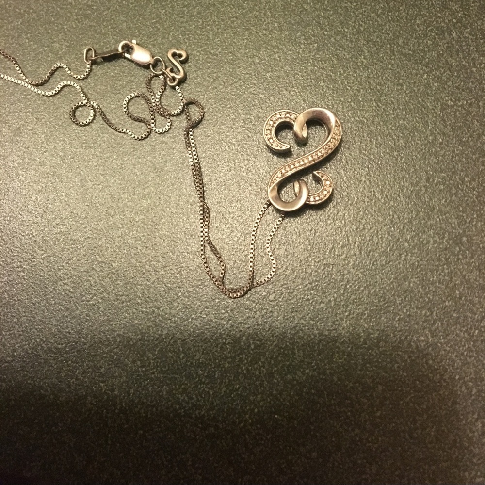 Open Hearts necklace. Diamonds. Sterling silver.